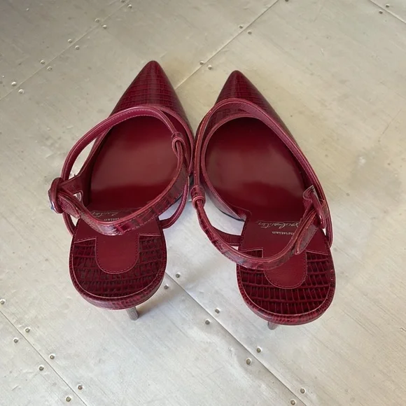 Christian Louboutin jenlove 100mm calf lizzy burgundy bourbon stiletto sz 38 - Picture 7 of 12